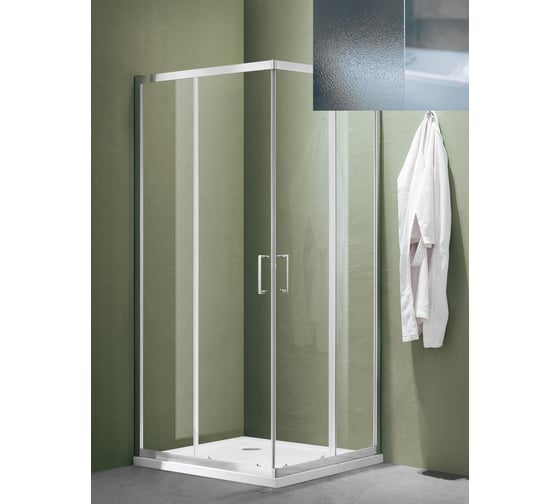 Изображение товара Душевое ограждение SANTREK AQUA Lea-CR-900-G-Chrome 900x900x1850 Г-образное стекло грейп 5мм, профиль хром 308496