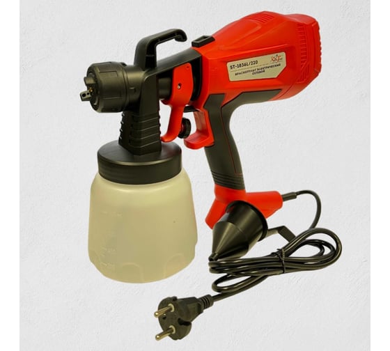 Изображение товара Электрический сетевой краскопульт AktiTool ST-1836L сопла 1.5, 1.8, 2.0, 2.5 мм, нижн. бачок 1 л, 220 ST-1836L/220V