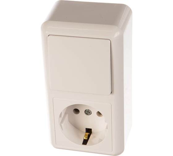 Изображение товара Комбинированный блок Кунцево-Электро ОПТИМА выключатель+розетка с з/к БКВР-405 8064