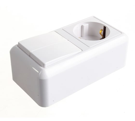 Изображение товара Комбинированный блок Кунцево-Электро ОПТИМА выключатель + розетка с з/к БКВР-428 8066