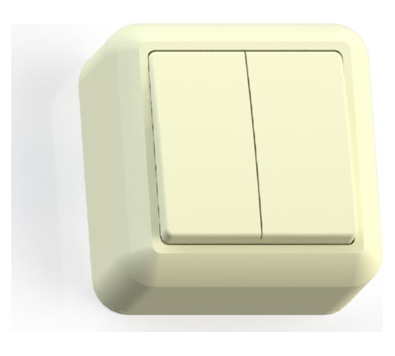 Изображение товара Выключатель Кунцево-Электро ОПТИМА открытой установки двухклавишный 10А А510-380 с/к 8033