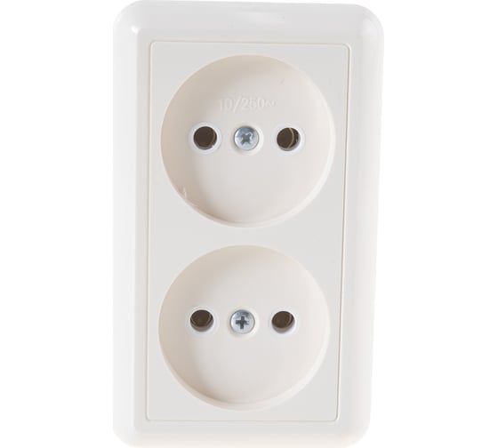 Изображение товара Розетка Кунцево-Электро ОПТИМА открытой установки двухместная 10А РА10-373 с/к 8037