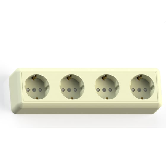 Изображение товара Розетка Кунцево-Электро ОПТИМА открытой установки четырехместная с з/к и з/ш, 16А РА16-403 с/к 8051