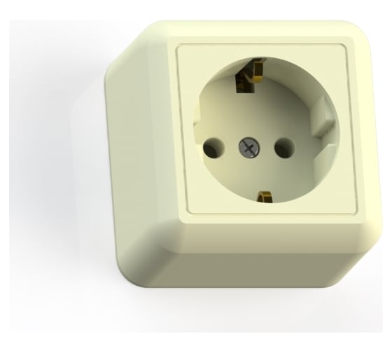 Изображение товара Розетка Кунцево-Электро ОПТИМА открытой установкой одноместная с з/к, 16А РА16-376 с/к 8036