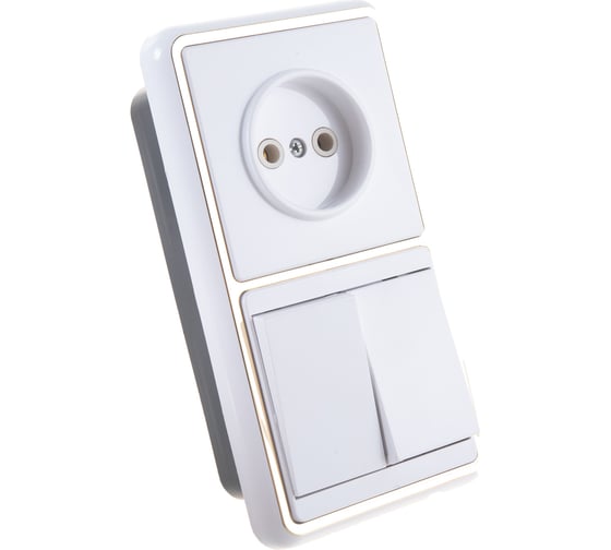 Изображение товара Комбинированный блок Кунцево-Электро БЭЛЛА скрытой установки выключатель+розетка БКВР-038 З 5828