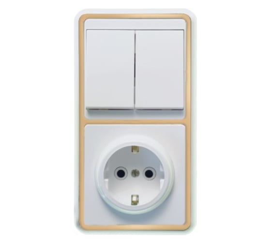 Изображение товара Комбинированный блок Кунцево-Электро БЭЛЛА скрытой установки выключатель+розетка с з/к БКВР-032З 5832