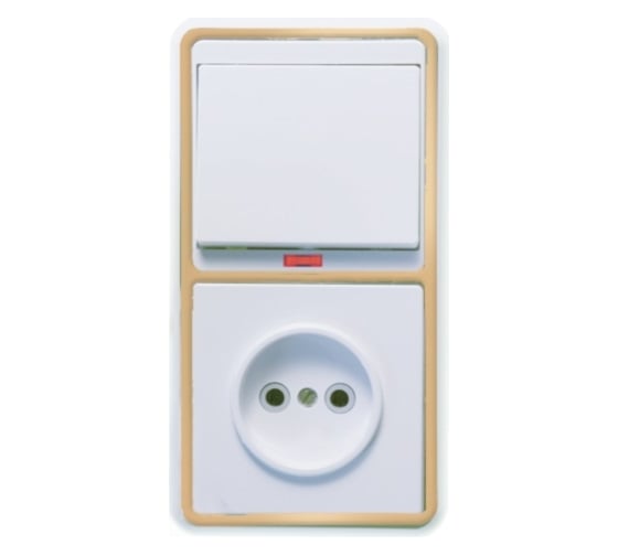 Изображение товара Комбинированный блок Кунцево-Электро БЭЛЛА скрытой установки выключатель с подсветкой+розетка БКВР-214 З 5818