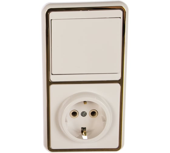 Изображение товара Комбинированный блок Кунцево-Электро БЭЛЛА скрытой установки выключатель+розетка с з/к БКВР-031 З 5820