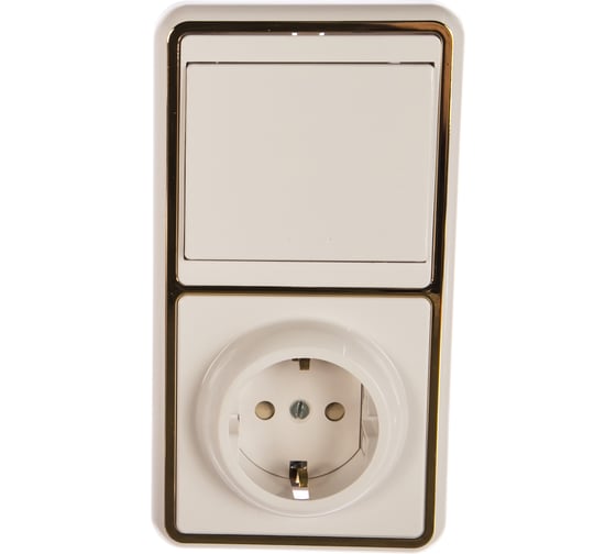 Изображение товара Комбинированный блок Кунцево-Электро БЭЛЛА скрытой установки выключатель+розетка БКВР-034 З 5824