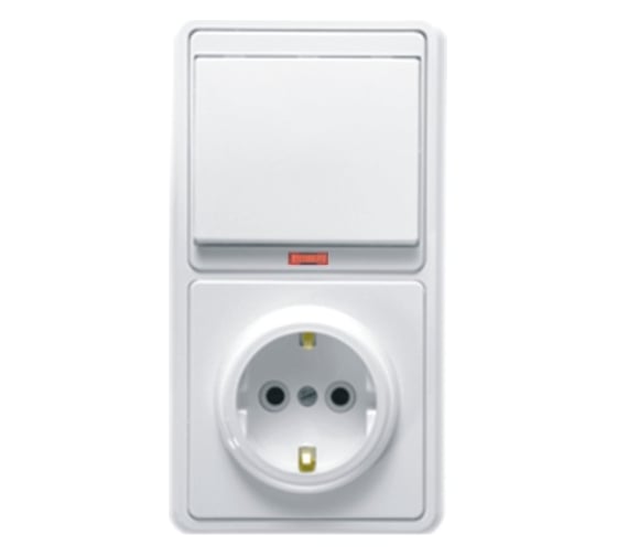 Изображение товара Комбинированный блок Кунцево-Электро БЭЛЛА скрытой установки выключатель c подсветкой+розетка с з/к БКВР-056 5821