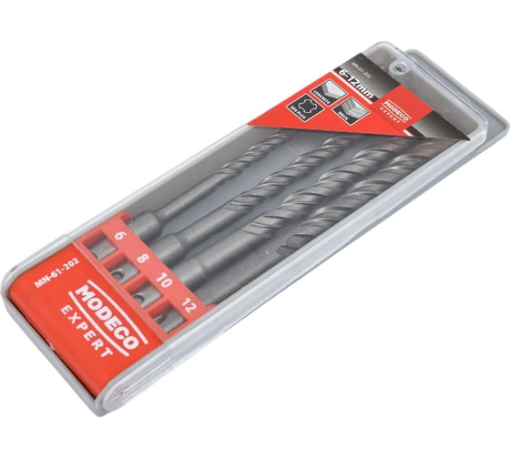 Изображение товара Набор буров SDS+ 4 шт, 6-8-10-12x160 мм MODECO MN-61-202