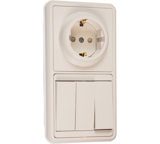 Изображение товара Комбинированный блок Кунцево-Электро БЭЛЛА скрытая установка выключатель+розетка БКВР-036 5847