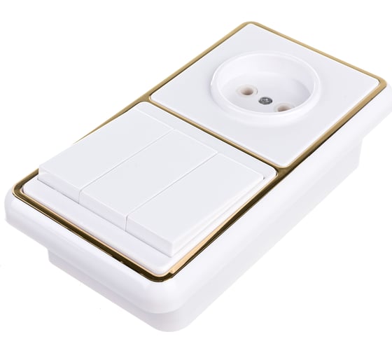 Изображение товара Комбинированный блок Кунцево-Электро БЭЛЛА скрытая установка выключатель+розетка БКВР-039З 5840