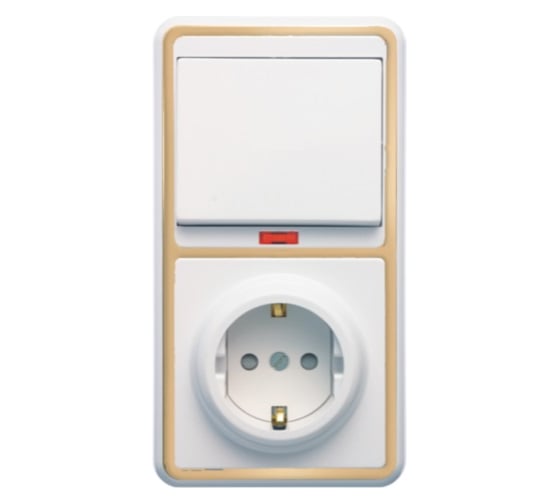 Изображение товара Комбинированный блок Кунцево-Электро БЭЛЛА скрытой установки выключатель с подсветкой+розетка БКВР-211 З 5826