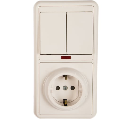 Изображение товара Комбинированный блок Кунцево-Электро БЭЛЛА скрытая установка выключатель с подсветкой+розетка БКВР-210 5837