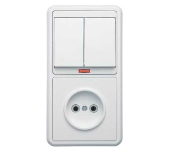 Изображение товара Комбинированный блок Кунцево-Электро БЭЛЛА скрытая установка выключение с подсветкой+розетка БКВР-213 5829