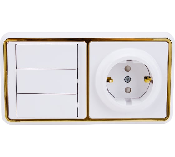 Изображение товара Комбинированный блок Кунцево-Электро БЭЛЛА скрытая установка выключатель+розетка БКВР-036 З 5848