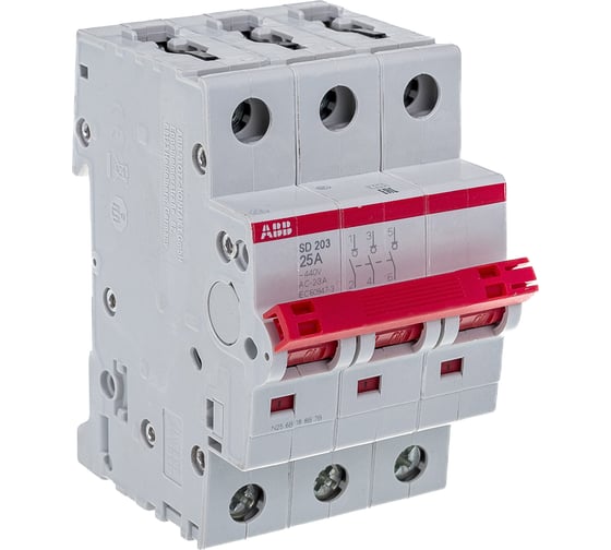 Изображение товара Рубильник ABB 3п SD203 25A рычаг красный 2CDD283101R0025