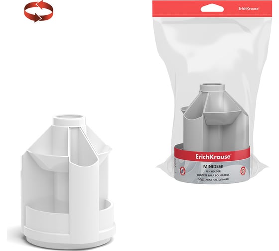 Изображение товара Настольная пластиковая вращающаяся подставка ErichKrause Mini Desk, Classic, белый 52871