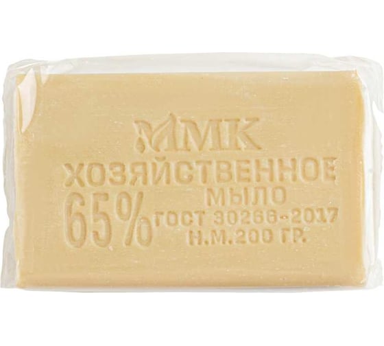 Изображение товара Хозяйственное мыло ММК 200 гр. 65 % в прозрачной обертке флоупак 60 шт МКХ1422