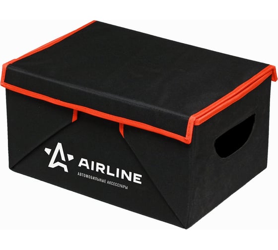 Изображение товара Складной органайзер с крышкой в багажник Airline 46х19х32 см, 28 л, черный/оранжевый AO-SB-24
