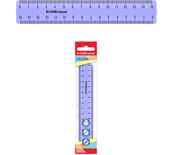 Изображение товара Линейка ErichKrause пластиковая Пастель, 15 см, пакет, фиолетовый 49537