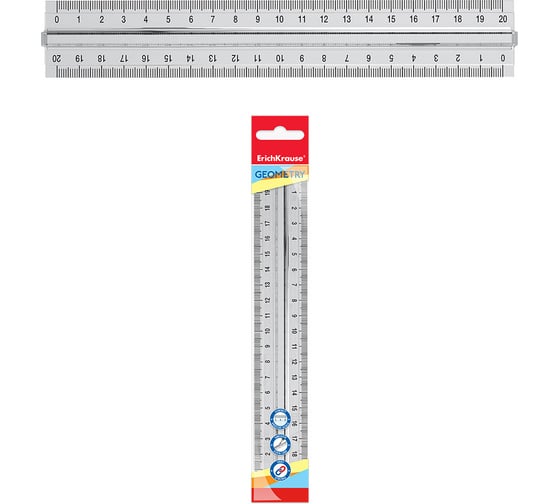 Изображение товара Линейка ErichKrause с держателем пластиковая Прозрачность, 20 см, пакет, прозрачный 53868