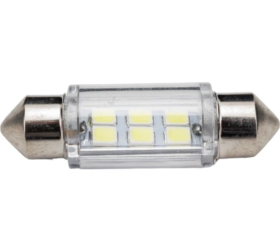 Изображение товара Автолампа SKYWAY диод T11 (C5W) 12V 6 SMD 1-конт 36мм Белая комп.2 шт салон/номер S08201179