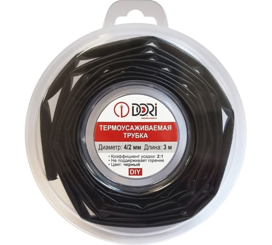 Изображение товара Термоусаживаемая трубка DORI (3м, 4/2, черная) 48701