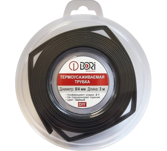 Изображение товара Термоусаживаемая трубка DORI (3м, 8/4, черная) 48848