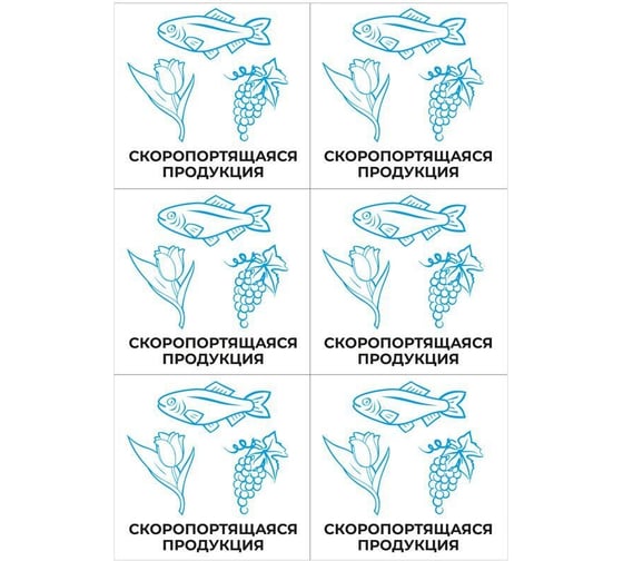 Изображение товара Самоклеящиеся этикетки ProMega Скоропортящаяся продукция, 105x99 мм, 6 шт. на листе А4, в упаковке 20 листов 1799788