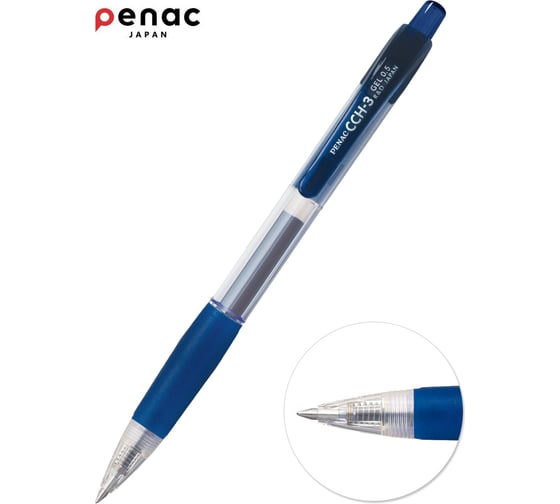 Изображение товара Автоматическая гелевая ручка Penac cch-3 0.5 мм, синяя, 3 шт. в блистере BA3101-03EF/3В