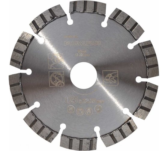 Изображение товара Алмазный диск для резки армированного бетона 125x22.2 мм RAWLPLUG RT-DDA-125