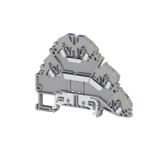 Изображение товара Пружинный клеммник Klemsan 2-х ярусный с контактом на рейку, 2,5 мм.кв., (бежевый); YBK 2,5-2 FT 30 шт. 0.0.0.3.324800