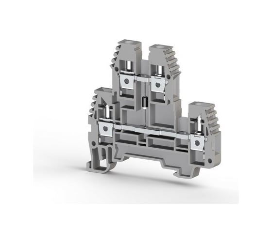 Изображение товара 2-х ярусный клеммник Klemsan, 2,5 мм.кв., с диодом, (серый); PIK2,5ND-B 20 шт. 0.0.0.3.317229