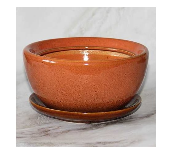 Изображение товара Горшок с поддоном Керама Стиль КАМЕЛИЯ №2 рыжий люкс, h-15см, d-22см, 2.5л 069812