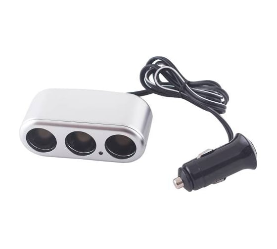 Изображение товара Разветвитель прикуривателя 3 гнезда SKYWAY Серебристый, предохранитель 10А S02301025