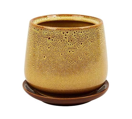 Изображение товара Горшок с поддоном Керама Стиль СКАРЛЕТ №3 желтый люкс, h-13см, d-12см, 1.2л 069600