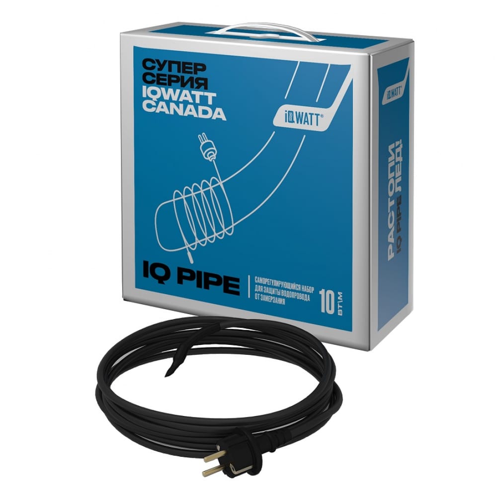 Комплект для обогрева труб IQWATT нагревательный кабель для обогрева труб 8 m climatiq pipe