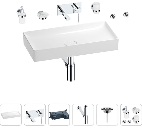 Изображение товара Раковина для ванной Wellsee Pure BY Wellsee в наборе 8 в 1 201006466