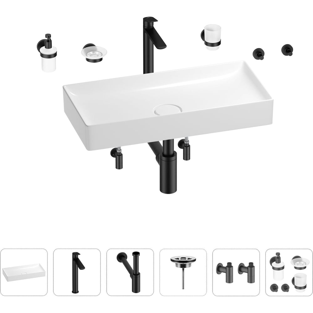 Изображение товара Раковина для ванной Wellsee Pure BY Wellsee 9 в 1 с комплектом аксессуаров