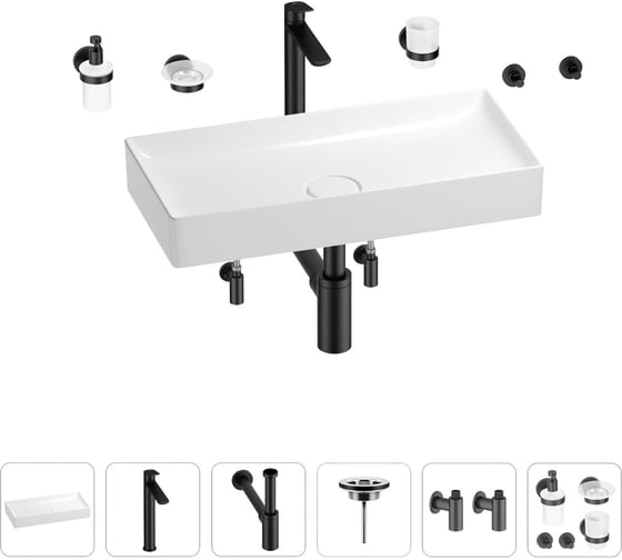 Изображение товара Раковина для ванной Wellsee Pure BY Wellsee в наборе 9 в 1 201006452