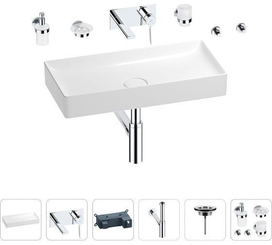 Изображение товара Раковина для ванной Wellsee Pure BY Wellsee в наборе 8 в 1 201006526