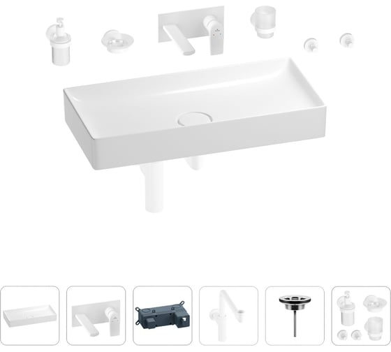 Изображение товара Раковина для ванной Wellsee Pure BY Wellsee в наборе 8 в 1 201006545