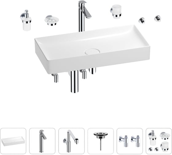 Изображение товара Раковина для ванной Wellsee Pure BY Wellsee в наборе 9 в 1 201006531