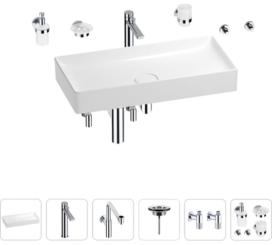 Изображение товара Раковина для ванной Wellsee Pure BY Wellsee в наборе 9 в 1 201006536
