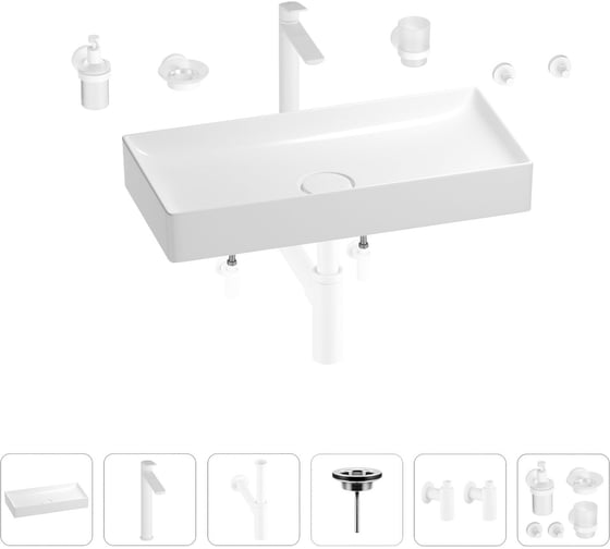 Изображение товара Раковина для ванной Wellsee Pure BY Wellsee в наборе 9 в 1 201006515