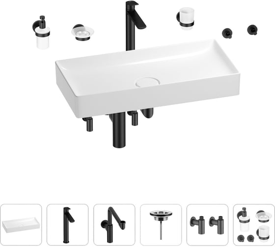 Изображение товара Раковина для ванной Wellsee Pure BY Wellsee в наборе 9 в 1 201006532