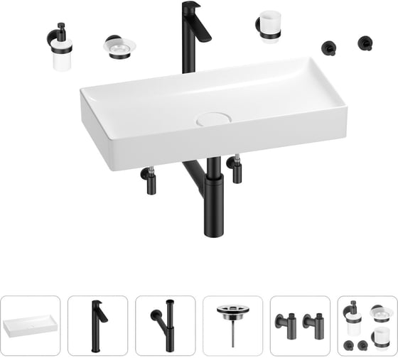 Изображение товара Раковина для ванной Wellsee Pure BY Wellsee в наборе 9 в 1 201006512