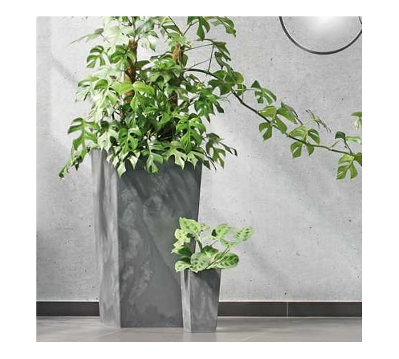 Изображение товара Кашпо Prosperplast Urbi Square Effect квадрат, d40х40см, h75см, темно-серый, с вкладышем DURS400E-425U 058867